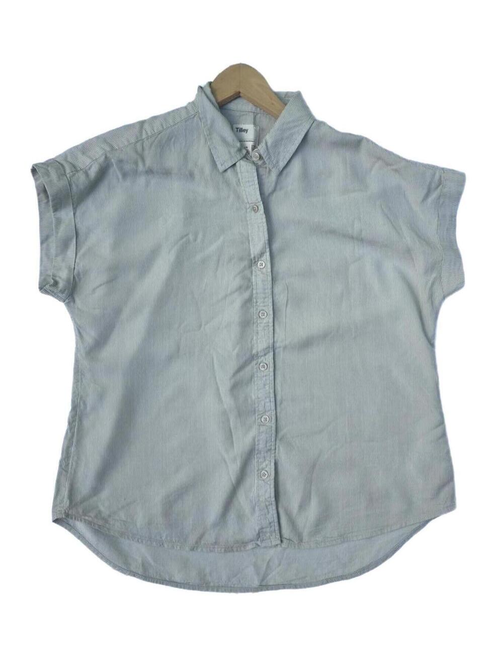 Tilley Summery Striped Button Up Shirt Sage Green & Cream Lg